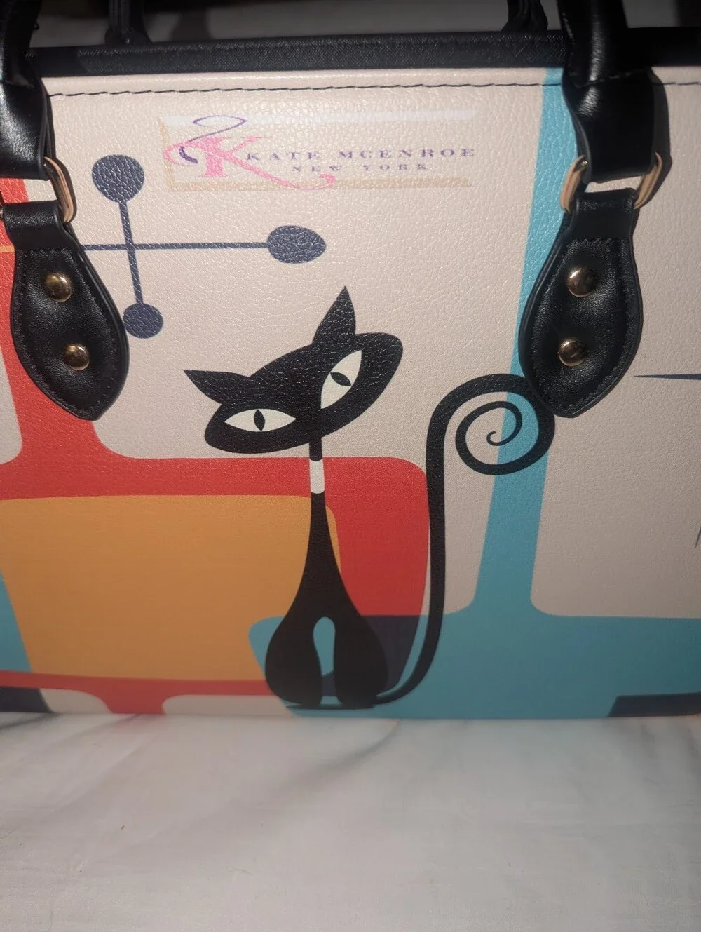 Atomic  Cat Kate McEnroe Mid Century  Modern Retro Geometric Satchel